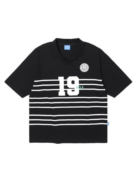 아트웍 오픈카라 반팔 티셔츠[BLACK](UZ4ST08_39)