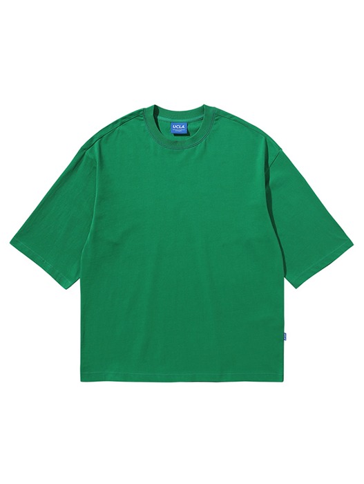 [리뉴얼기념20%] 오버핏 크롭 슬리브 티셔츠 [Green](UY5ST23_66)
