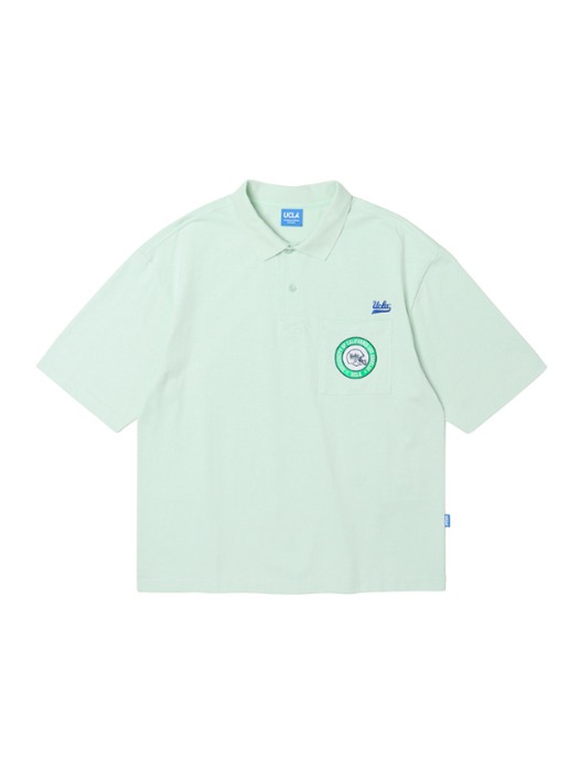 [리뉴얼기념20%] 와펜 포인트 카라 티셔츠[LT-GREEN](UZ4ST09_67)