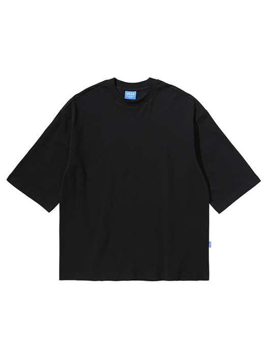 [리뉴얼기념20%] 오버핏 크롭 슬리브 티셔츠 [Black](UY5ST23_39)