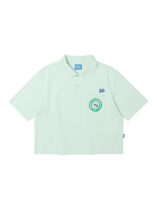 [리뉴얼기념20%] 여성 와펜 포인트 카라 크롭 티셔츠[LT-GREEN](UZ4ST09_67)