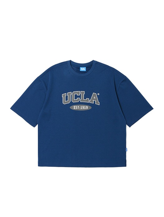 [리뉴얼기념20%] 남성 엠보 프린트 루즈핏 라운드 티셔츠[BLUE](UZ7ST11_43)