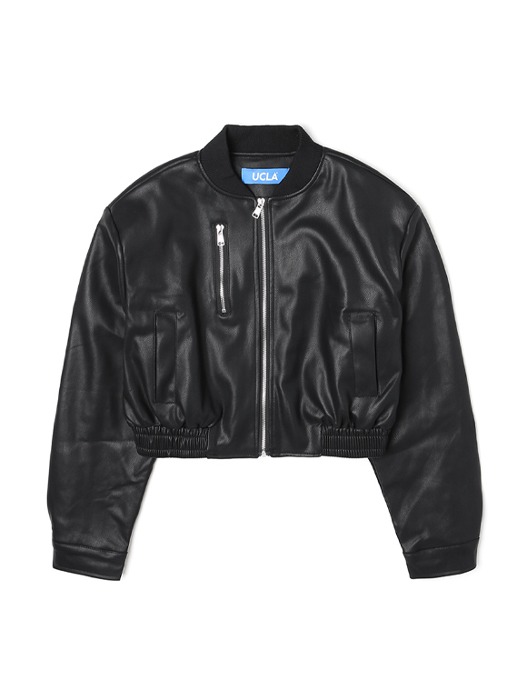 여성 시보리 레더 재킷[BLACK](UZ8LE50_39)