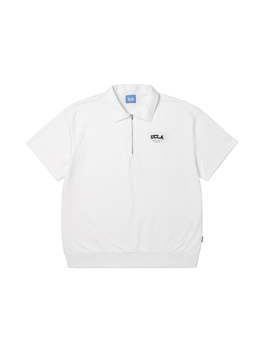 남녀공용 미니쮸리 칼라 반집업 반팔 티셔츠[O-WHITE](UA4ST91_33)