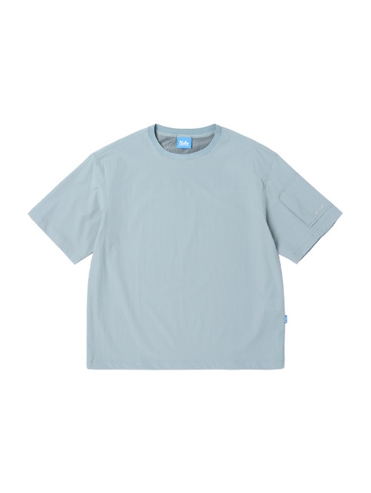 남녀공용 나일론 스판 소매 포켓 우븐 티셔츠[LT-KHAKI](UA4ST95_62)